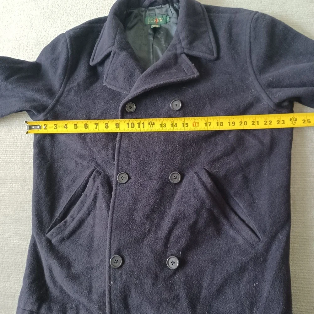 Vintage J. Crew Oarsman Wool Pea Coat Mens Small Navy Blue Heavyweight Casual